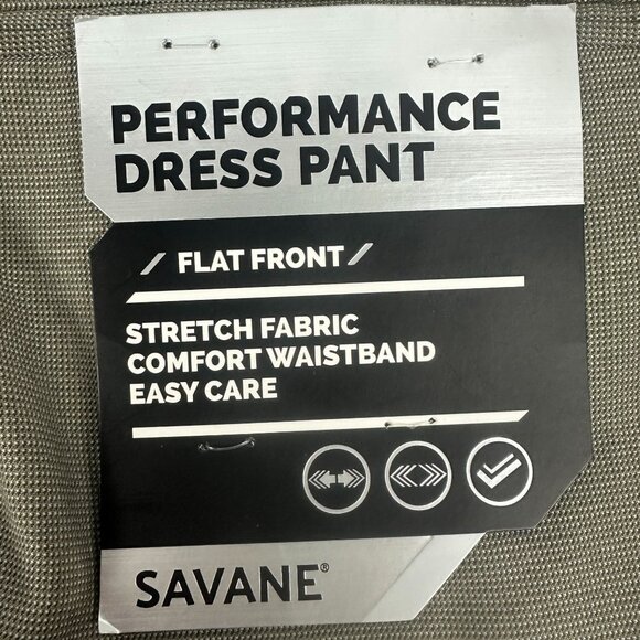 Savane Mens Performance Dress Pants 42 Flat Front Stretch Comfort Waistband Gray - Picture 3 of 6